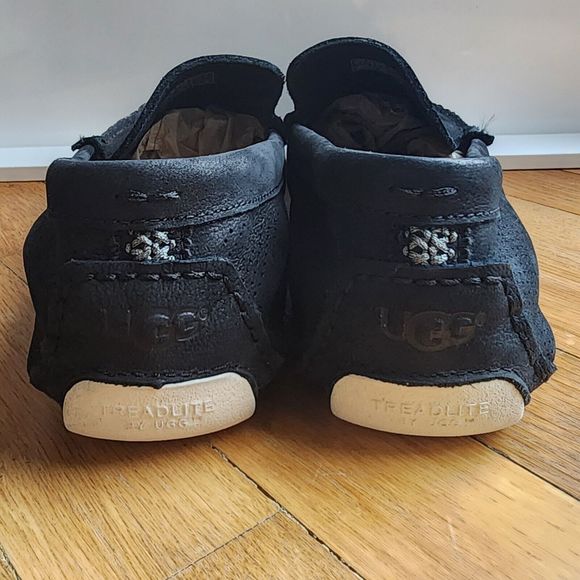 UGG Henrick Stripe Perf Loafer Black Men Sz 9 Energ Nubuck Leather Treadlite - Picture 4 of 16